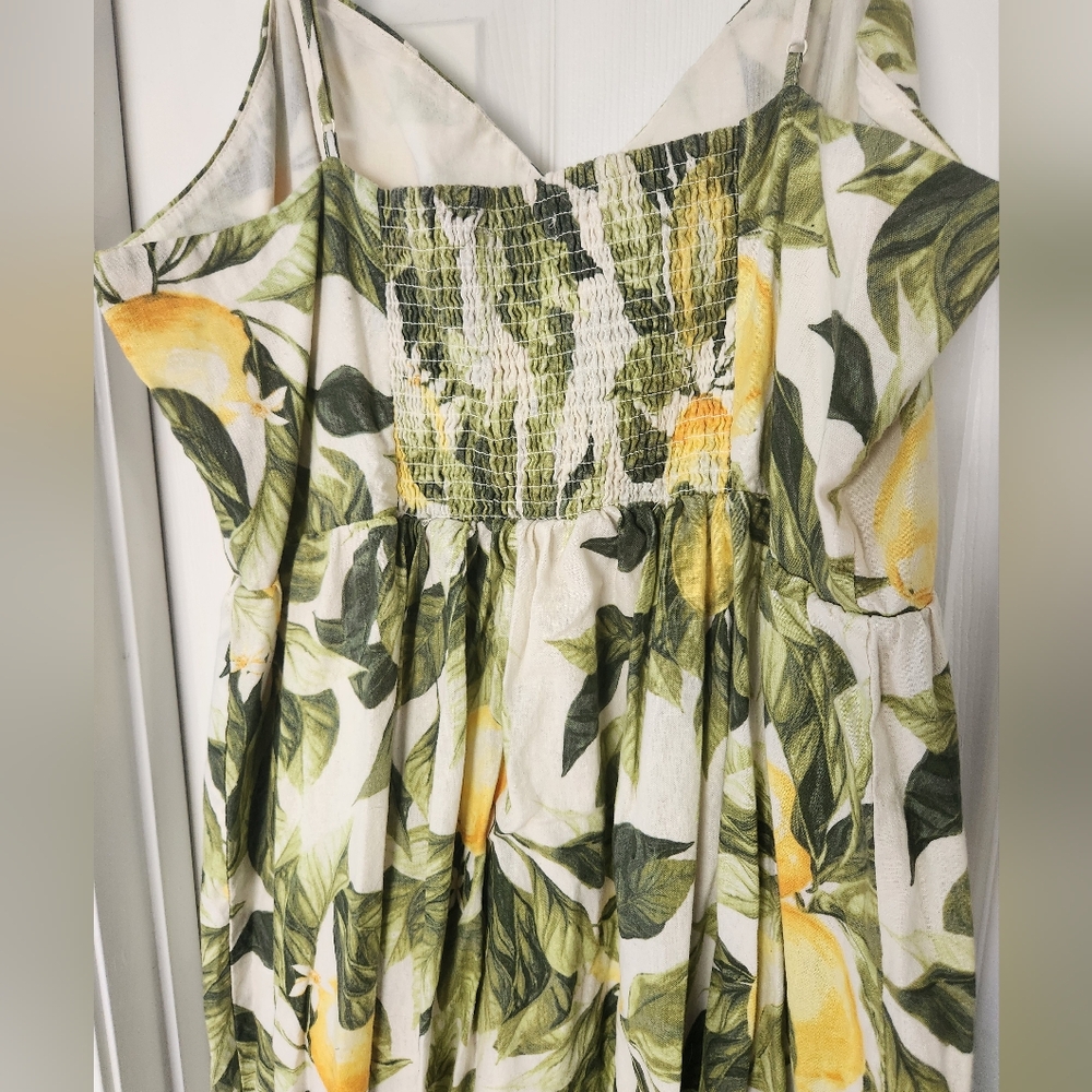 H&M White Sundress with Green Leaf and Yellow Lemon Print - Picture 6 of 10